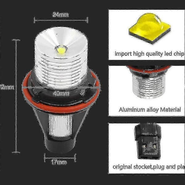 2 stk. LED Angel Eyes Markeringslys Pærer for E39 E53 E60 E61 E63 E64 E65 E66 E87-God white