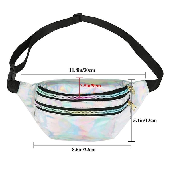 Holografiska midjeväskor Dam Banana Fanny Pack Bältesväska för kvinnor Geometriska midjepåsar Laserbrösttelefon Väska med midjeväska Multifunktionell bröstväska One Sh silver