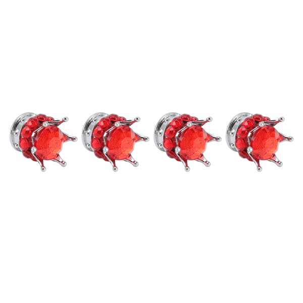 4 stk. universelle ventilhetter for bil, lastebil, sykkel, kroneformet diamantstil, rød