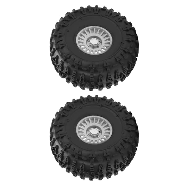 2-pack RC Bil Aluminiumlegering Däck Stark Dämpning Gummihjul Silver