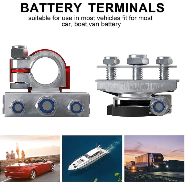 Ygl batteriterminalstik, 12v 3-vejs fritidsbatteri topterminal, til bil, varevogn, campingvogn, autocamper(1 par)