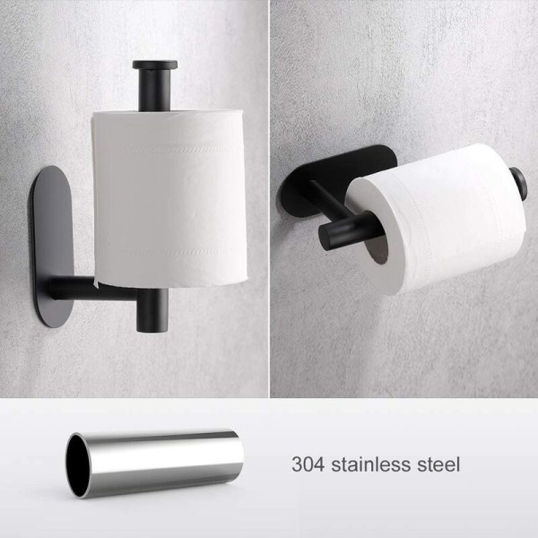 WC-paperiteline, seinään kiinnitettävä wc-paperiteline, ruostumattomasta teräksestä valmistettu 304-vessapaperiteline, ei porausta 3M Itsekiinnittyvä