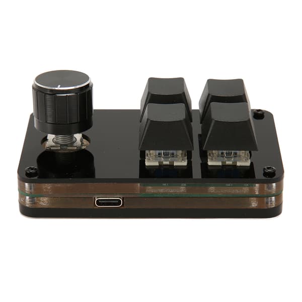 Mini 4-tasters Hot Swappable Mekanisk Tastatur med Knap, Brugerdefinerbart Makroprogram, Separat Kabel, Blå Kontakt