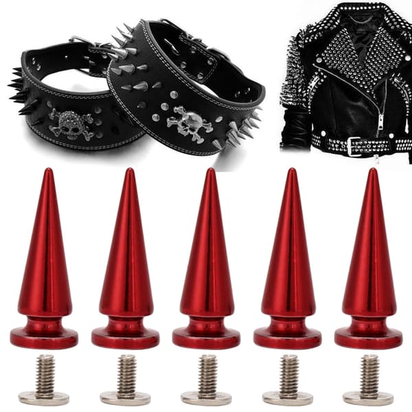 Kobber Kule Nagle Metall Stud Sett for DIY Lærveske Sko (Rød)