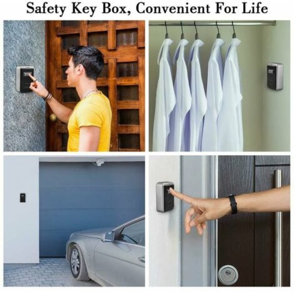 Aluminum Alloy Wall-Mounted Key Box Waterproof 4-Digit Password Portable Large Capacity Anti-theft Storage Case for Key