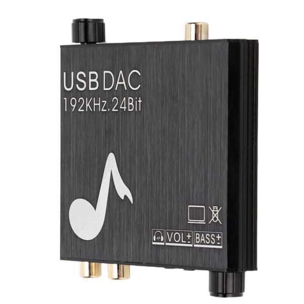 24 Bit 192kHz Digital til Analog Audio Konverter Stereo RCA Adapter med Volume Bas Kontrol