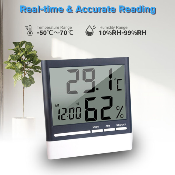 Digitalt indendørs elektronisk termometer og hygrometer