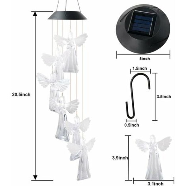 Led Solar Chime Lampe, Angel lysekrone, farverig farveskiftende lampe, udendørs havedekorationslampe, unik gave