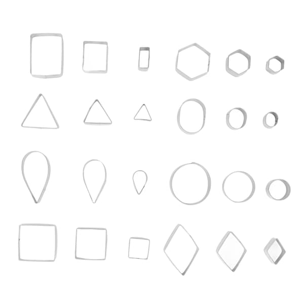 24 stk. geometriske kageudstikkere i rustfrit stål DIY bageforme til kiks
