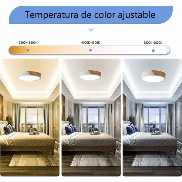 Moderne LED Loftlampe Træ Ø30cm - 18W Naturlig
