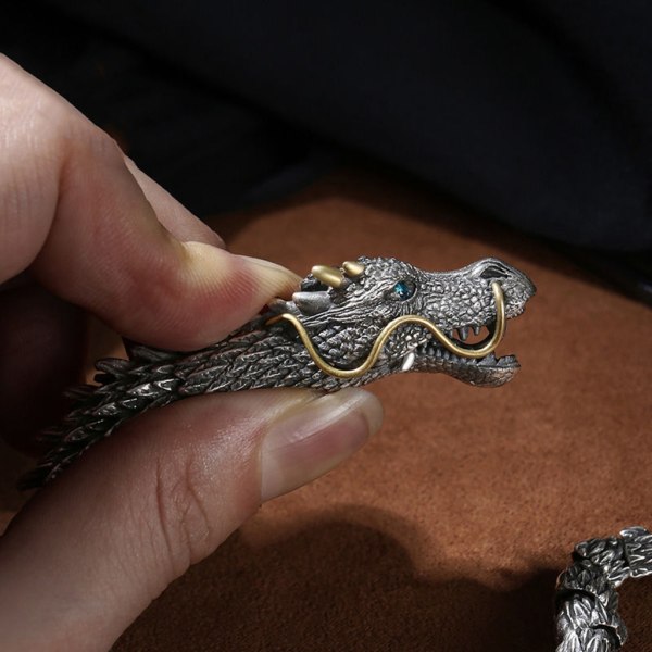 Spring Hook Spänne Armband Gothic Head Dragon Curb Chain Armband Smycken Present 20cm