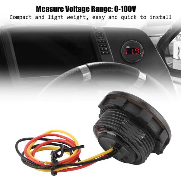 0-100V DC Digital LED Voltmeter Vanntett Paneldisplay for Bil Motorsykkel