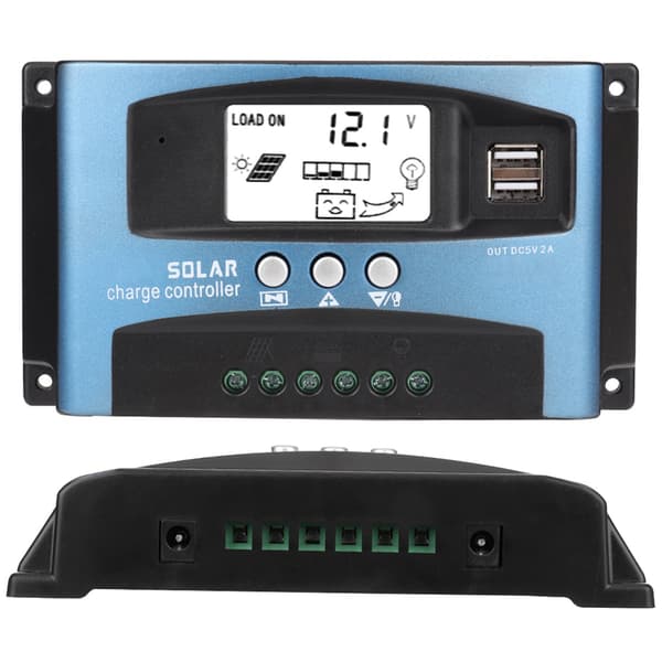 MPPT 60A Solar Charge Controller Dual USB LCD Display 12V 24V