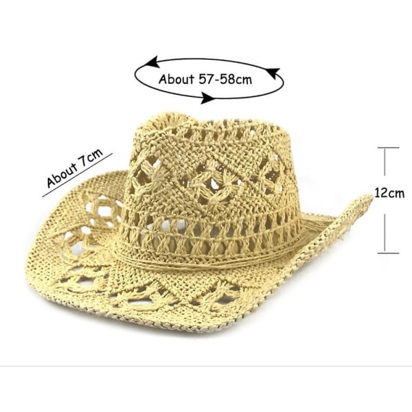 Kvinnor/man Handgjord pierced cowboyhatt Cowboy bred brättad sommar strandsolhatt , justerbar$simplicity Ny västerländsk pierced klassisk cowboy Str.