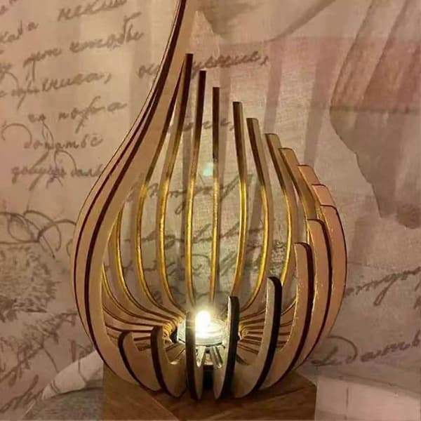 Rustikk Tre-Lotus Midtpunkt Lyshylle Elegant Moderne Minimalistisk Lysestake Ideell For Meditasjon Avslapning L