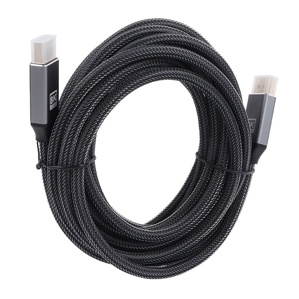 DisplayPort 1.4 Kabel 8K 5m Lang Holdbart Nylon Grå Høj Hastighed PC Skærm Kabel