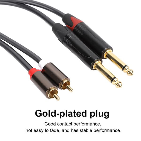 1.5M Gullbelagt Aluminiumlegering RCA til 6.35mm Mono Lydkabel