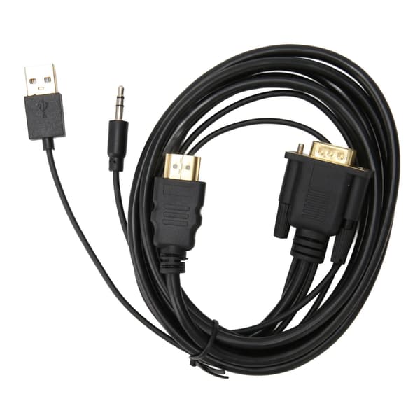 VGA til HDMI Multimedie Interface Adapter 1080P Video Konverter Kabel med Lyd og Strømforsyning til Laptop Skærm 1,8 meter