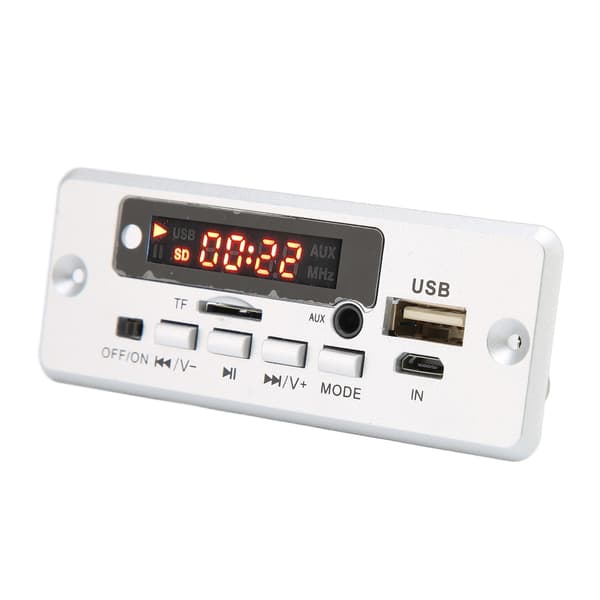12V MP3 Dekoder Board AUX USB Port Hukommelseskort U Disk Sølv 02EA