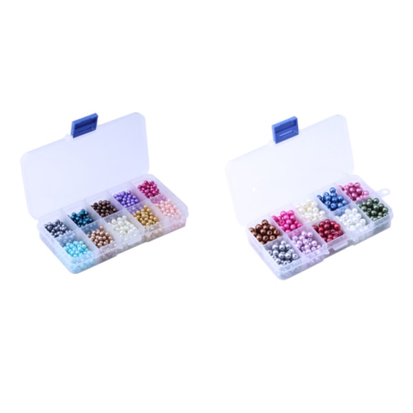Glasperler, runde perler, farvede perler, brugt til gør-det-selv-smykker, diverse tilbehør, kombination i æske (6 mm500 stk),