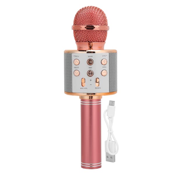 Trådlös Bluetooth Handhållen Mikrofonhögtalare med Multifunktionsknappar för KTV Roséguld
