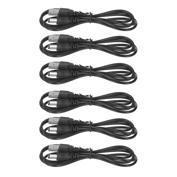 6 stk. 5V DC-stik strømkabel USB 2.0 A han til 5.5x2.1mm opladningsstik sort