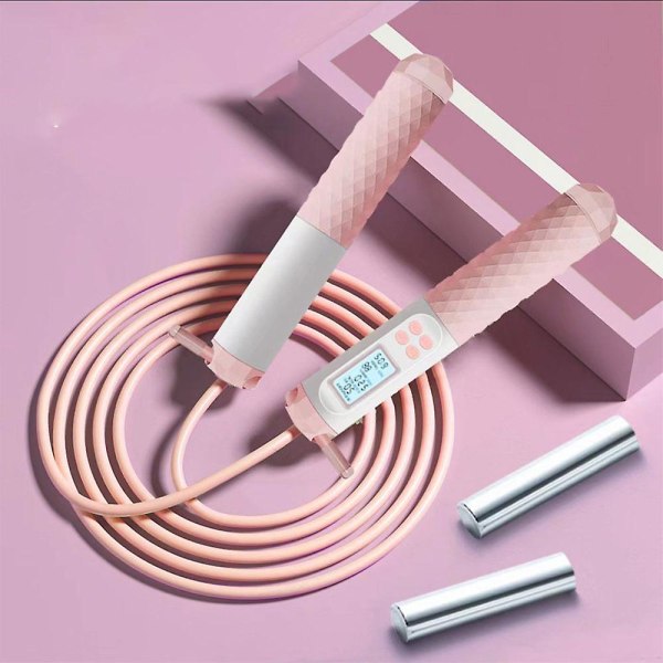 Hyppynaru, nopeushyppynaru kuulalaakereilla, fitness, aerobiseen harjoitteluun Pink White Long Rope