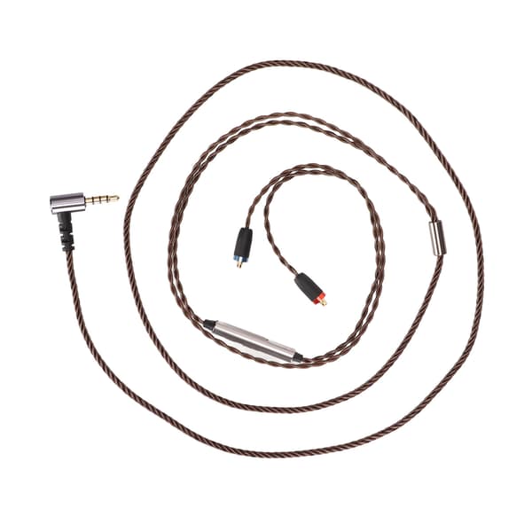 Silverpläterad koppar högupplöst MMCX 3.5mm hörlurskabel med volymmikrofonkontroll