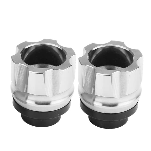2 st Universal CNC Motorcykel Framgaffel Crash Sliders Silver