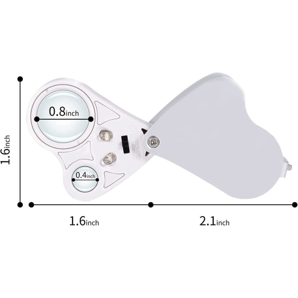 Bærbar LED-belyst smykkeforstørrelsesglas 30x 60x håndholdt dobbelt linse øjenforstørrelsesglas mikromikroskop med nøglering og snor
