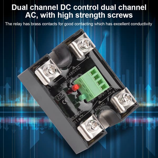 BERM Solid State Relä Dubbelkanal DC-kontroll AC Enfas SSR 25A 24 480VAC BERM SK25DA