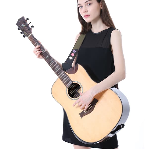 PU-läder gitarr axelrem, modern, andningsbar, stabil, lätt basrem ersättning grön