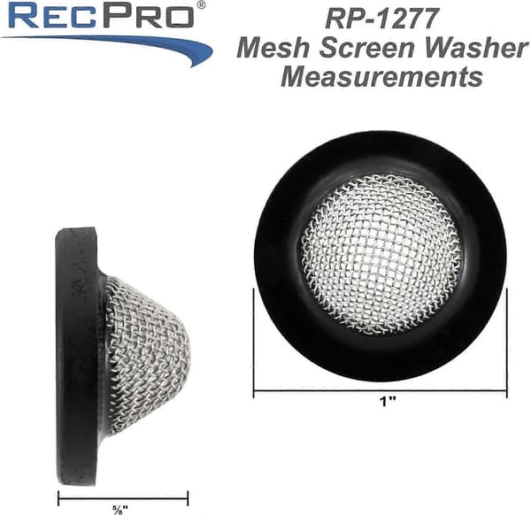 2-pack RV-silbricka – 1\" diameter, passar stadsvattenpåfyllning, gravitationspåfyllning, trädgårdsslang – sil i rostfritt stål med plastring