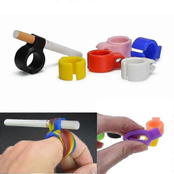 5 stk./sett silikon sigarettholder-ring, håndfri sigarett-fingerring