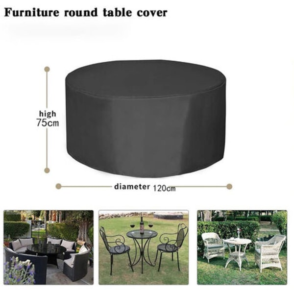Puutarhakalusteiden cover, pyöreä pöytäkalusteen cover, 420D, 120*75cm