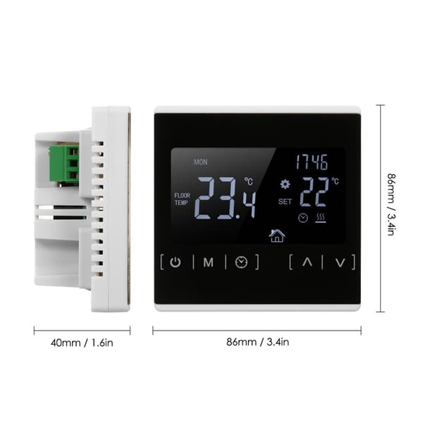 Clear Comfort Smart Touchscreen Programmerbar Termostat Letlæseligt Display