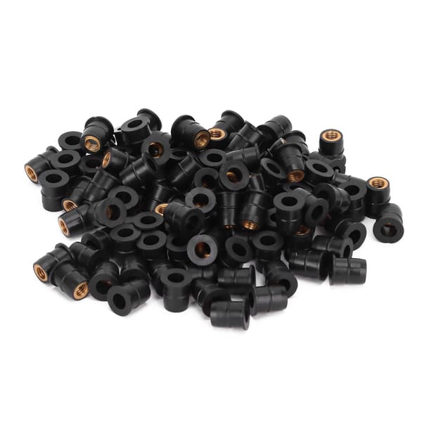 100 st. M6x0,8 mm gummimutter för motorcykel, ATV vindrutor, kaross