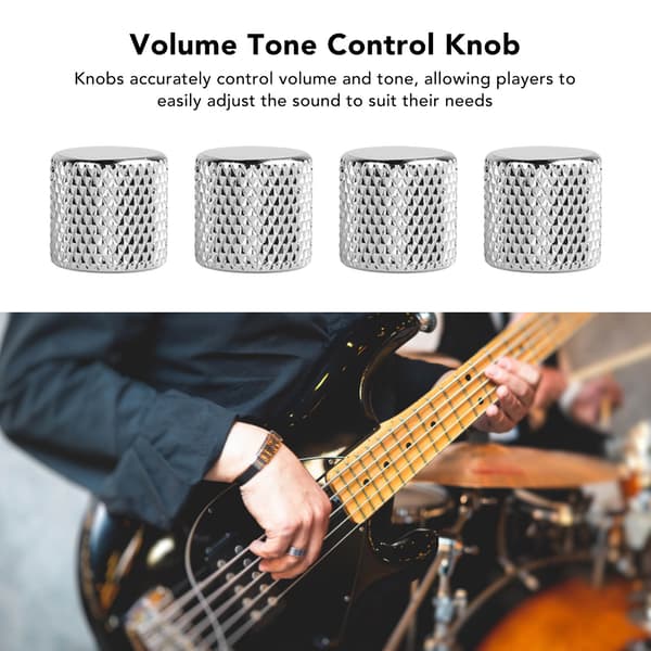 Elektrisk Gitarr Knoppar Set - 4st Metall Potentiometerlock Volym Tonkontroll (Silver)