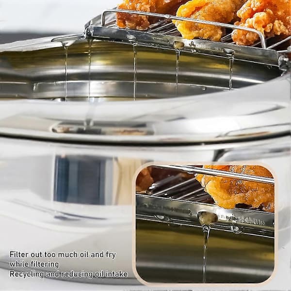 20 cm dyp frityrgryte multifunksjonell frityrgryte for pommes frites 2.2L