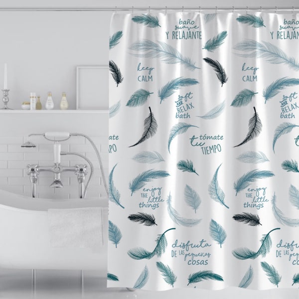 Blue Feather Feather Print badeforhæng (130g) 100W*180H CM,