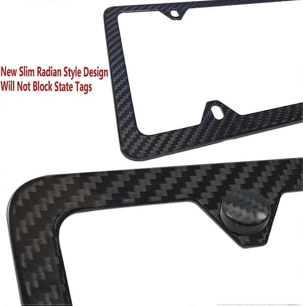 Nummerpladeholder til front - Monteringssæt til nummerplade foran, Universal kofanger bilskiltrammebeslagadapter med rustfrit stål Real Carbon Frame-4 Holes
