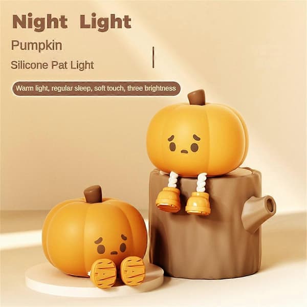 Pumpa Buddy Lampe, Søt Gresskar Dekor Silikon Oppladbar Nattlampe