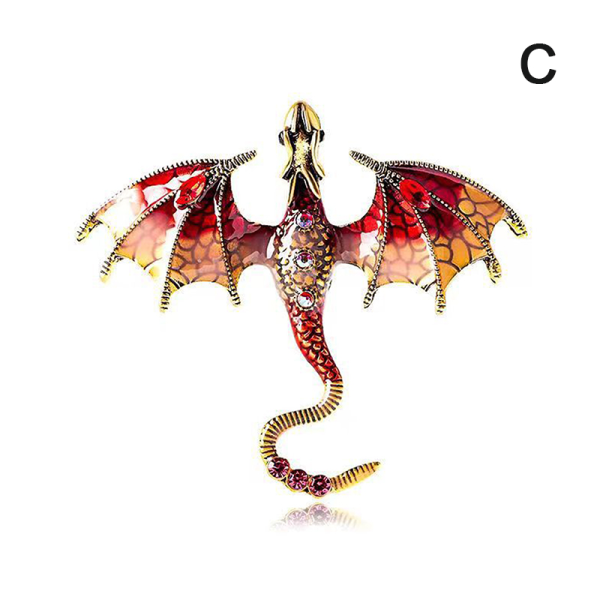 Mode Rhinestone Emalj Flying Dragon Broscher For Kvinders parti C