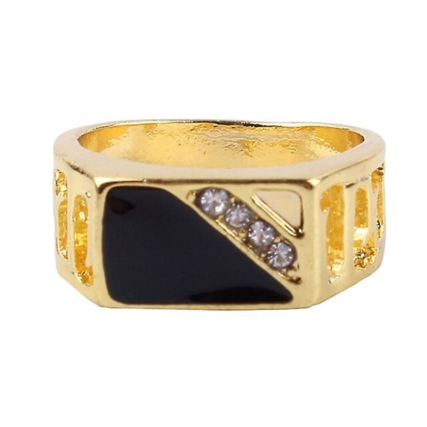 Modesmycken Klassisk guldfärg strass vigselring svart emalj ringar för män kvinnor julfest presenter Gold