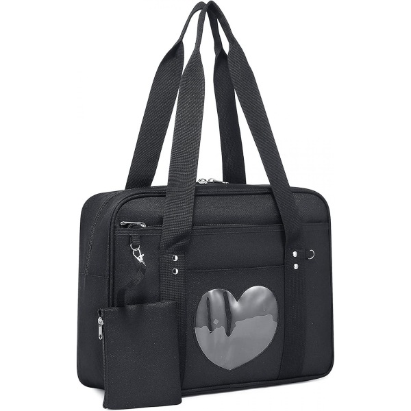 Ita Bag Heart Japansk Skolväska Stor Anime Axelväska Kawaii Handväska För Kvinnor A916-171 Black