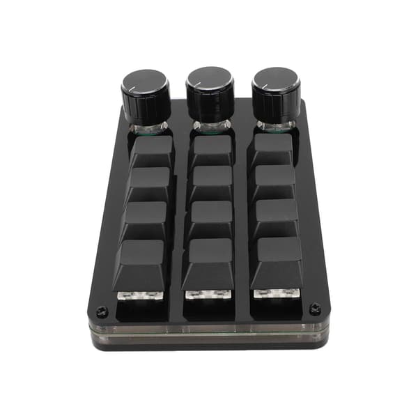 Mini 12-knapps Hot Swappable Mekanisk Knappsats med 3 Rattar Anpassad Programmerbar Kabel Avtagbar Blå Switch