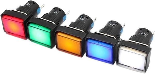 Rektangulær overflate i plast 16 mm monteringsstørrelse LED-indikatorlampe 12V 24V 110V 220V lampe med pinner (hvit 12V)