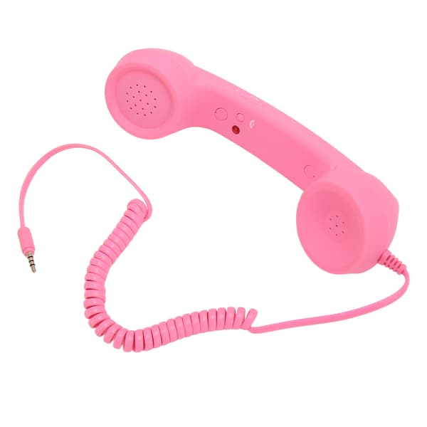 Retro Strålingssikker Kablet Telefonhåndsæt 3,5 mm Stik til Smartphone Computer Pink