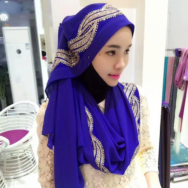 Mode Chiffong Scarf Dam Hijab Lång Scarf Wrap Scarves för Damer Girl Black