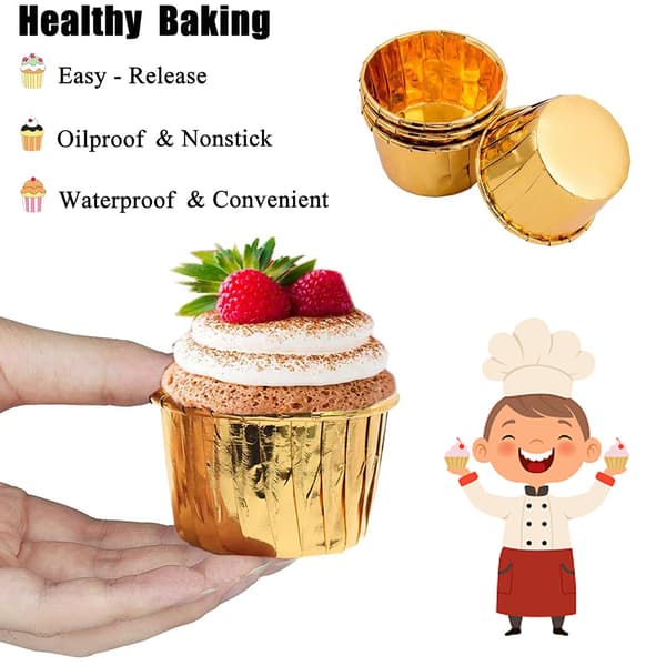 50 STK. Bageforme i aluminiumsfolie Cupcake Muffin Æsker til bryllupsfest